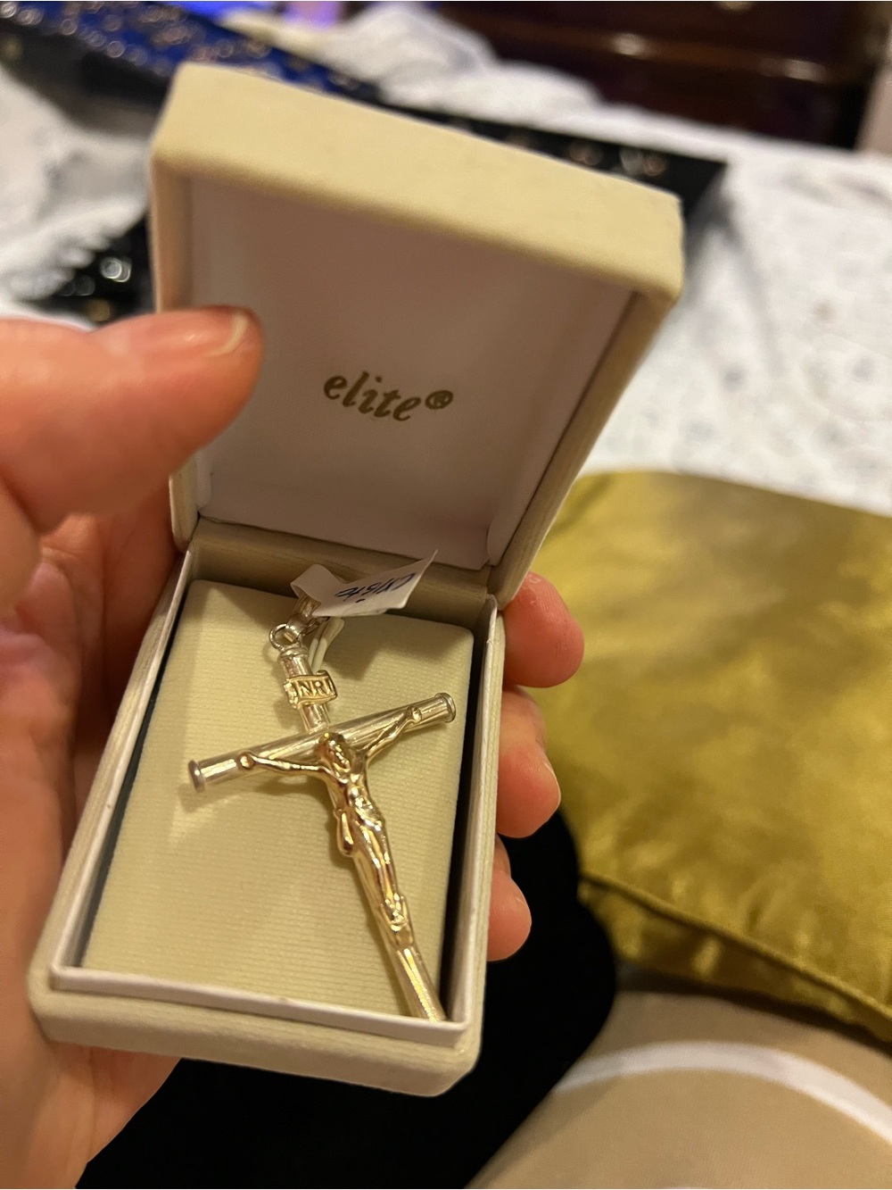 Silver 925 Elite 18k Gold-Tone Crucifix Pendant